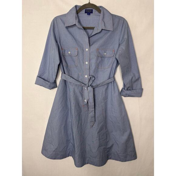Pendleton Shirt Dress 100% Cotton Pinup Rockabilly Casual Light Blue 6 Petite - Picture 1 of 6